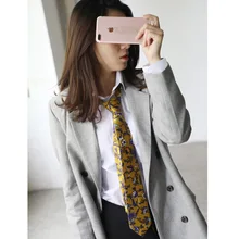 Спиннинг галстук с принтом 7 см мужской и женский студенческий Профессиональный Повседневный Модный свадебный Английский узор