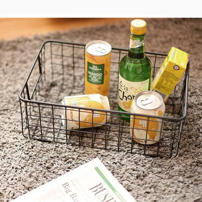 Nordic Metal Storage Baskets Fruit Bread Basket Clothes Cosmetics Storage Basket Bathroom Kitchen Household Storage Organizer