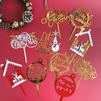 

Merry Christmas Acrylic Cake Topper Snowman Letters Acrylic Cupcake Topper For Xmas Party Christmas Cake Decorations Hot!