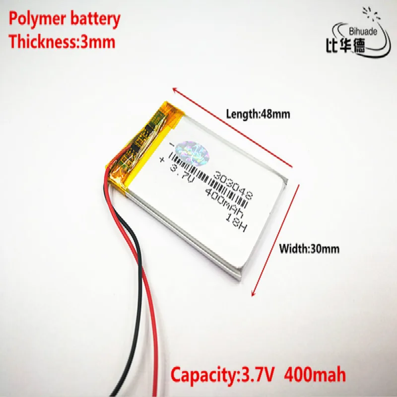 Хорошего качества 3,7 V, 400 mAH, 303048 полимерный литий-ионный/литий-ионный аккумулятор для игрушки, POWER BANK, gps, mp3, mp4
