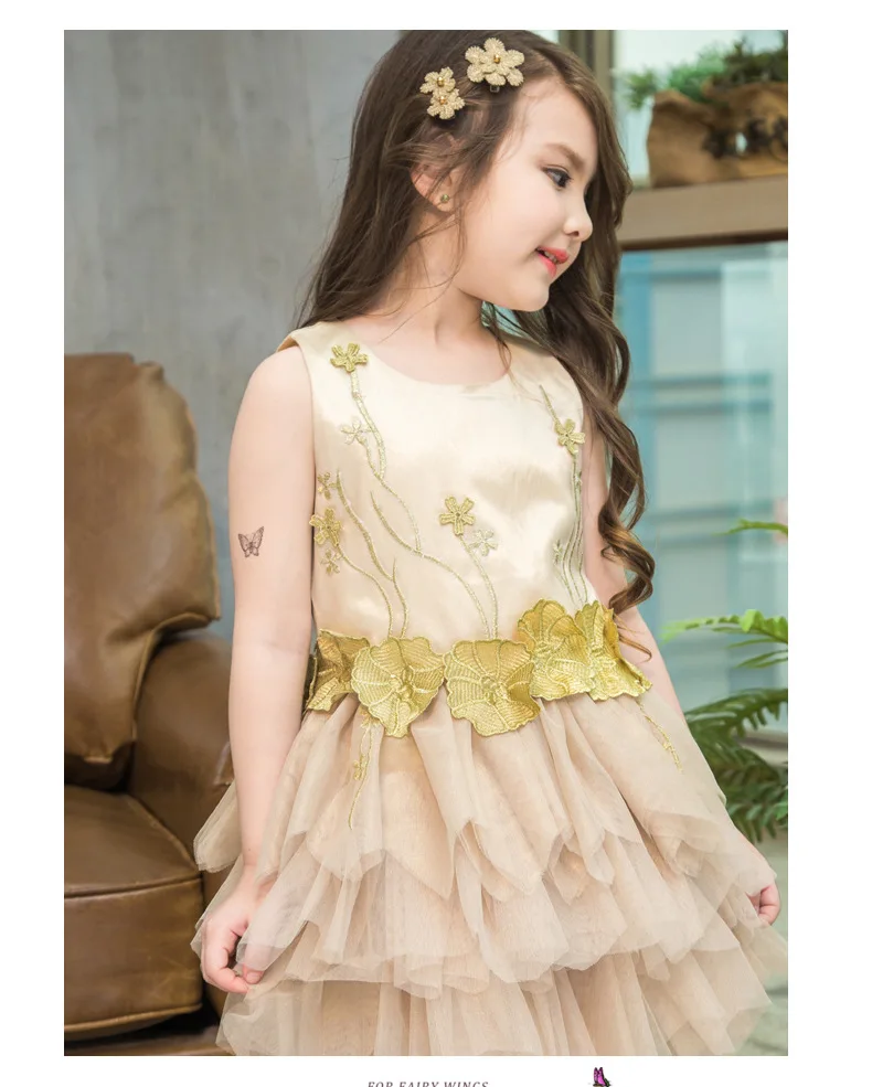 New Style Korean-style GIRL'S Gown Embroidery Applique Gauze Puffy Princess Dress Children Performance Dance Dress