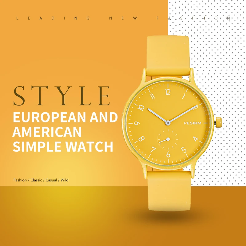 

PESIRM Women Fashion Silicone Band Clock Casual Waterproof Multi-color Relogio Ladies Quartz Dress Watches
