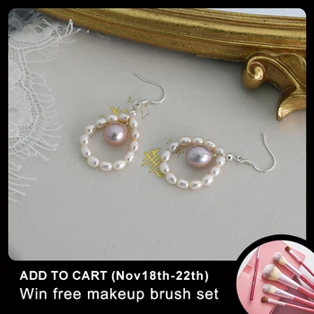 

ASHIQI Natural Freshwater Pearl 925 Sterling Silver Earrings High Jewelry Earrings Gifts for Women