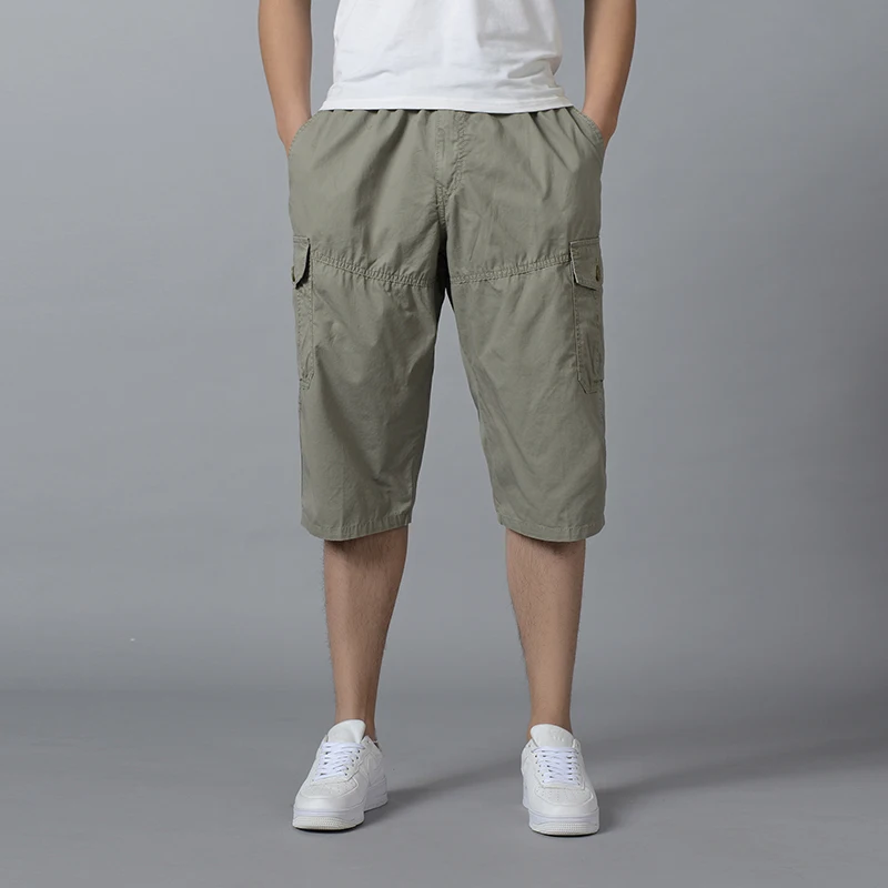 Летние спортивные укороченные брюки мужские свободные шорты плюс fertilizer XL толстые повседневные тонкие секции 7 очков рабочие брюки
