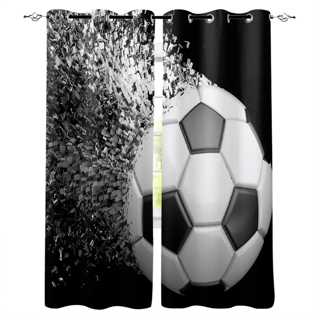 Soccer Curtains Balls Football Design Curtains Window Living Room