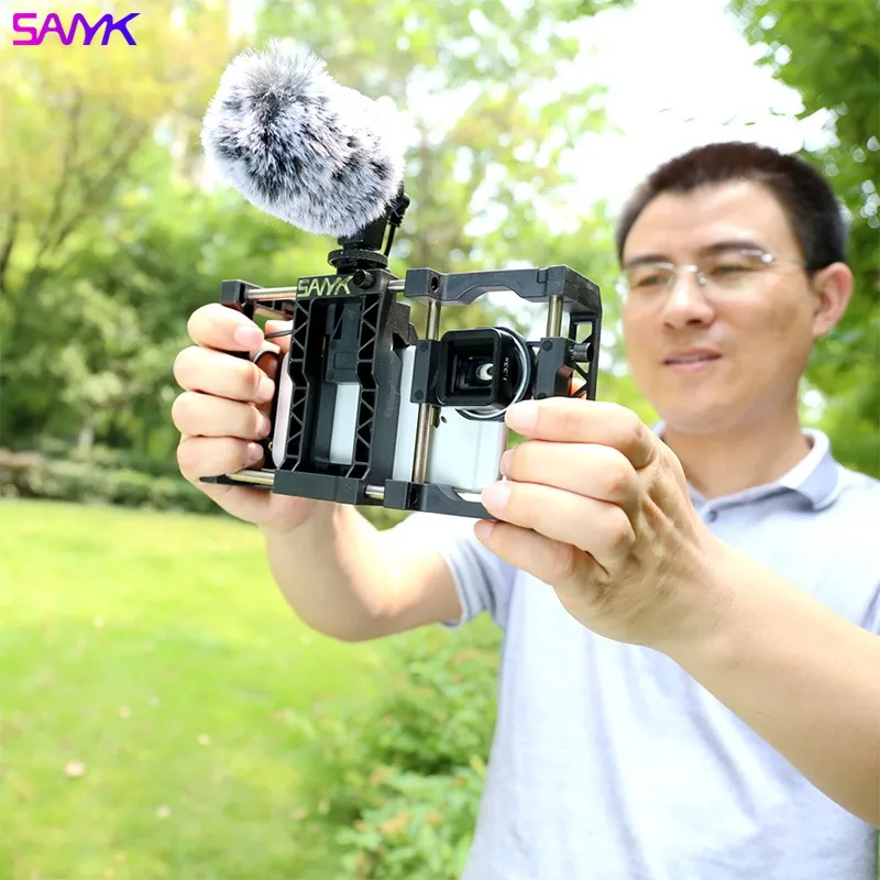 SANYK Stabilizer Phone Anti-shake Gimbal Vlogging Kit Microphone Led FillLight Lens Set Phone Cage Smartphone Rig camera gimbal stabilizer phone stabilizer selfie stick for Livestream
