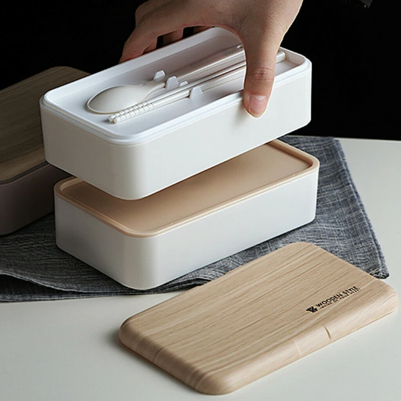 Креативные пластиковые Ланч-боксы 2 слоя микроволновая печь контейнеры Bento Box для студентов портативная коробка для хранения еды для пикника