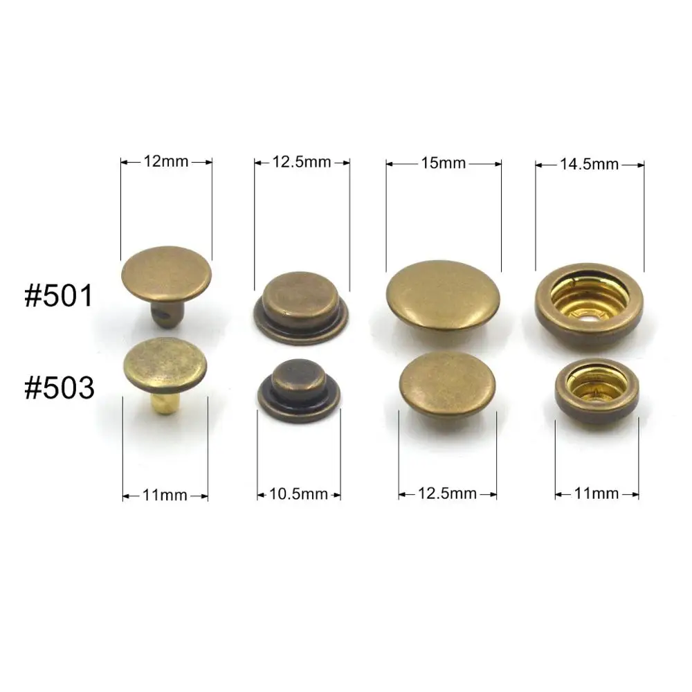 KALASO #501 #503 Good Quality Brass Material Snap Fasteners Buttons Pressure Dies Mould Tool 12.5mm 15mm For DIY Craft Supplies 2
