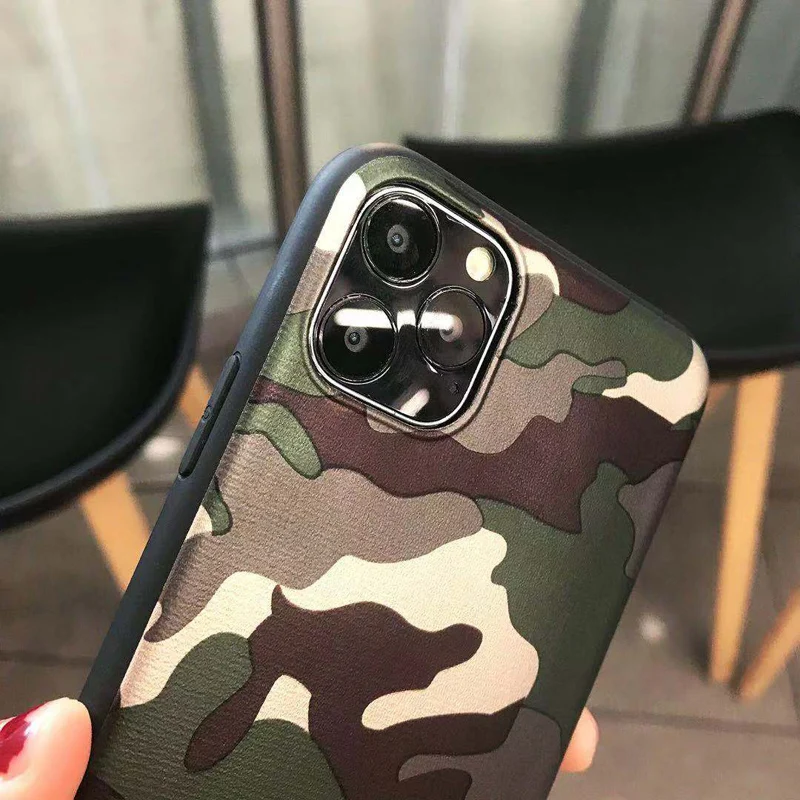 N1986N For iPhone 11 Pro X XR XS Max 6 6s 7 8 Plus Phone Case Fashion Army Green Camouflage Soft TPU Phone Case For iPhone X 11