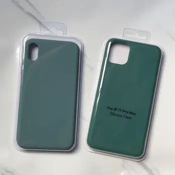 

10 Pcs/lot Original Liquid Silicone Case for iPhone X XS XR 7 8 6 6S Plus 11 Pro Max SE 2020 12 Dark Green Full Protective Cover