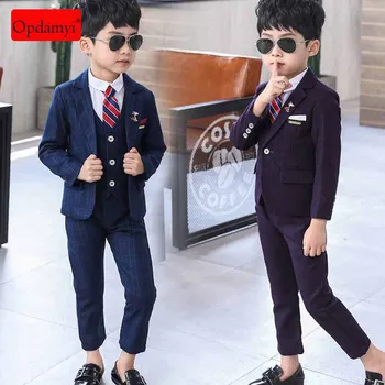 

Spring And Autumn England Children's Clothing Children's Wedding Birthday Party Evening Dress 3pcs Children's Suit Tuxedo