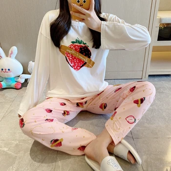 

women pajamas set winter Cartoon clothes for girls pyjamas plus size M-2XL Long Sleeve pyjama femme Sleepwear Suit