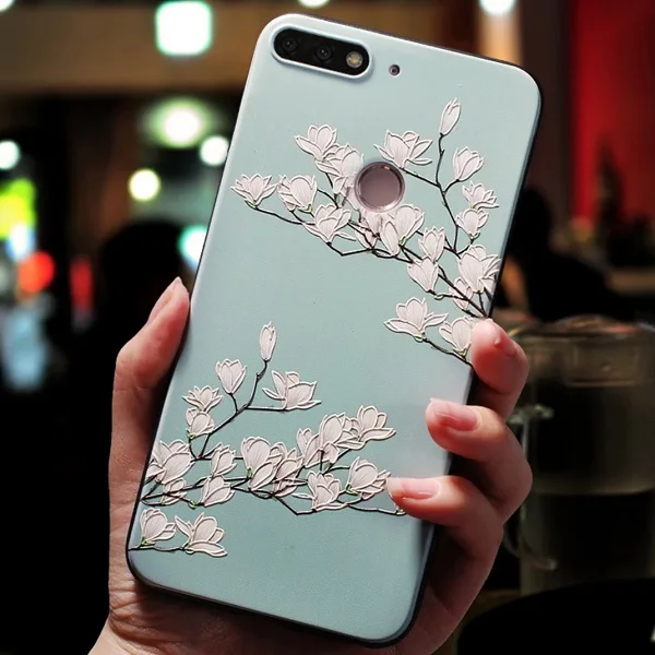 Для huawei Y6 Y6 Prime чехол для huawei Y9 чехол Honor 7A Pro Чехол 5,7 5,45 дюймов розовые цветы черный чехол для телефона - Цвет: 06