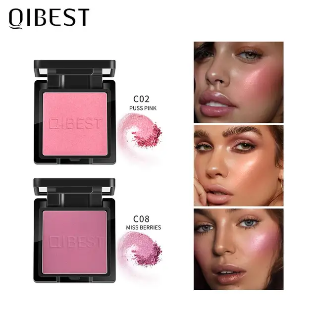QIBEST Blush Peach Pallete 8 Colors Face Mineral Pigment Cheek Blusher  2