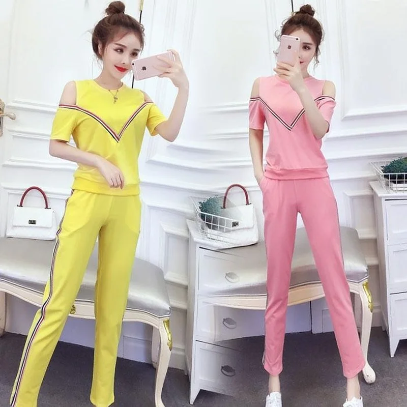 

Ladies Fashion Trouser Suit Summer 2021 New Slim Strapless Temperament Casual Two-piece Woman Trouser Suit