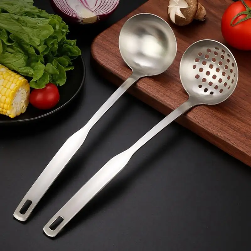 Stainless Steel Kitchen Ladle Long Handle Soup Scoop Slotted Ladle Spoon Baking Cookware for home cocina accesorio
