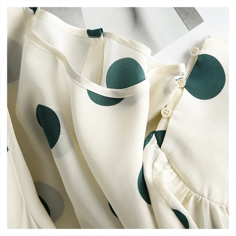 Sliviye Dot Prints Silk Long-Sleeved Upper Garment