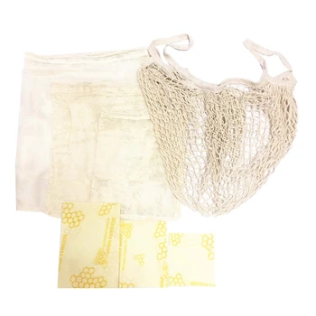 

Practical 3Pcs Beeswax Wrap Cloth Degradable Organic Cotton Mesh Storage Bag Eco Friendly Reusable Food Fresh Keeping Set