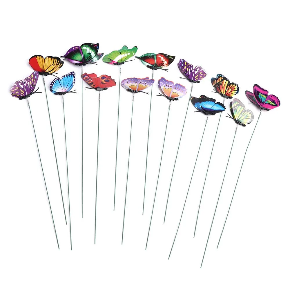 5PCS Butterfly 5/10/15 шт. 3D из бабочек; тонкая ручка искусственний Стрекоза со стволом, творческая ручная работа газон орнамент украшения для сада - Цвет: 5PCS Butterfly