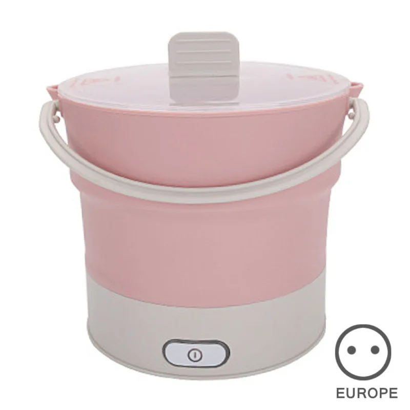 Pink EU Электрический чайник 0.8л складная электрическая сковорода Силиконовый Многофункциональный горшок путешествия отель офис семья M8617 - Название цвета: Pink EU
