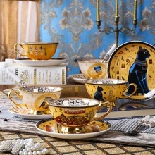 Ancient Egypt Coffee Cup Saucer Set Bone China Tea Set Coffeecups Tea Cup Office Coffee Mug Suit Household Coffee Supplier