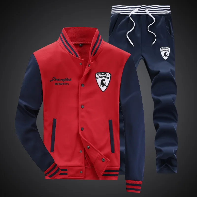 

Fashion Men's Set Spring Autumn Man Sportswear 2 Piece Sets Sports Suit Jacket+Pant Sweatsuit Male Tracksuit Asia Size M-4XL