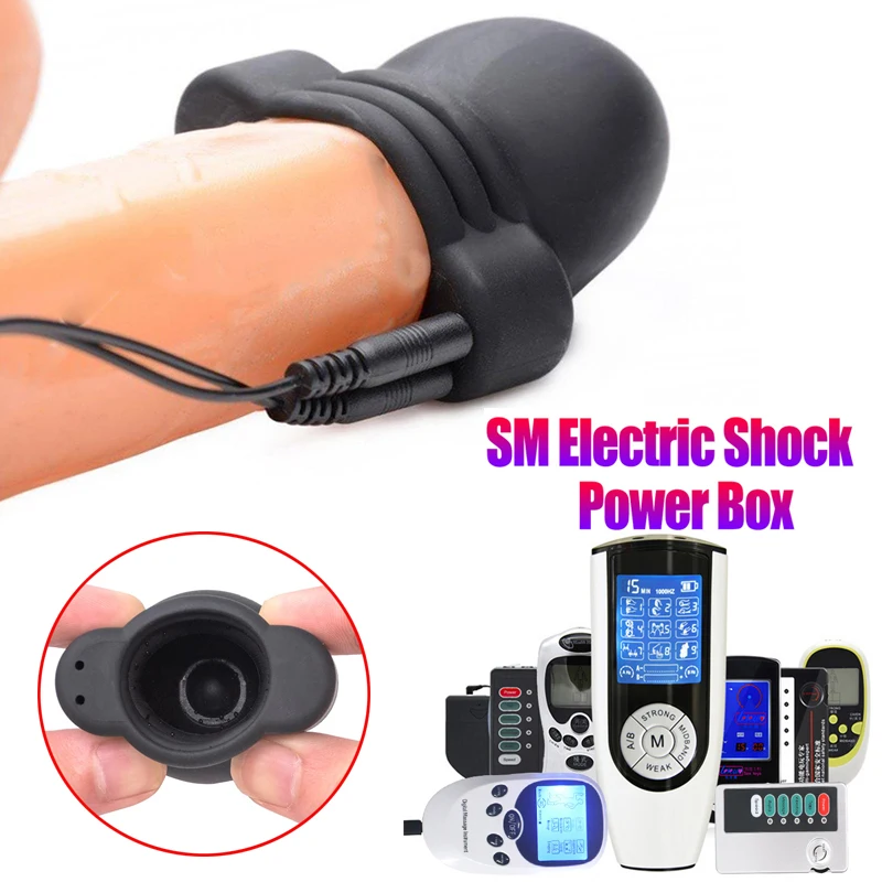 E-Stim Penis Head Teaser Electro Stimulation Shock Glans Trainer Massage Cup Penis Stimulator Delay Sex Toy for Men Masturbation electro sex toys electric sex toys