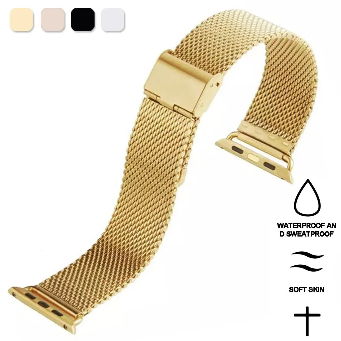 Миланский ремешок для часов для Apple Watch 38 мм 42 мм из нержавеющей стали, золотистый, для женщин и мужчин, сменный мужской т-браслет, ремешок для iwatch 1 2 3 4 5