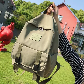 

Autumn&winter Nylon Bag Europe&America High School HOT Simple Solid Color Couple Backpack College Student 15 Inch Backpack