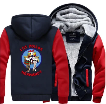 

LOS POLLOS Men Thick Winter Fleece Warm Jacket Sportswear Hermano Breaking Sweatshirt Hoodie Chicken Streetweat Outwear Brothers
