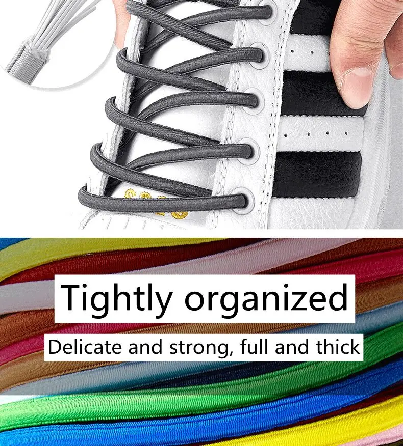 SCHÖNE Schnürsenkel ohne Schnürsenkel, elastische Schnürsenkel, Turnschuhe, Kinder und Erwachsene, schnelle Schnürsenkel, Gummibänder, rund, ohne Krawatte, Schnürsenkel – Detail 6