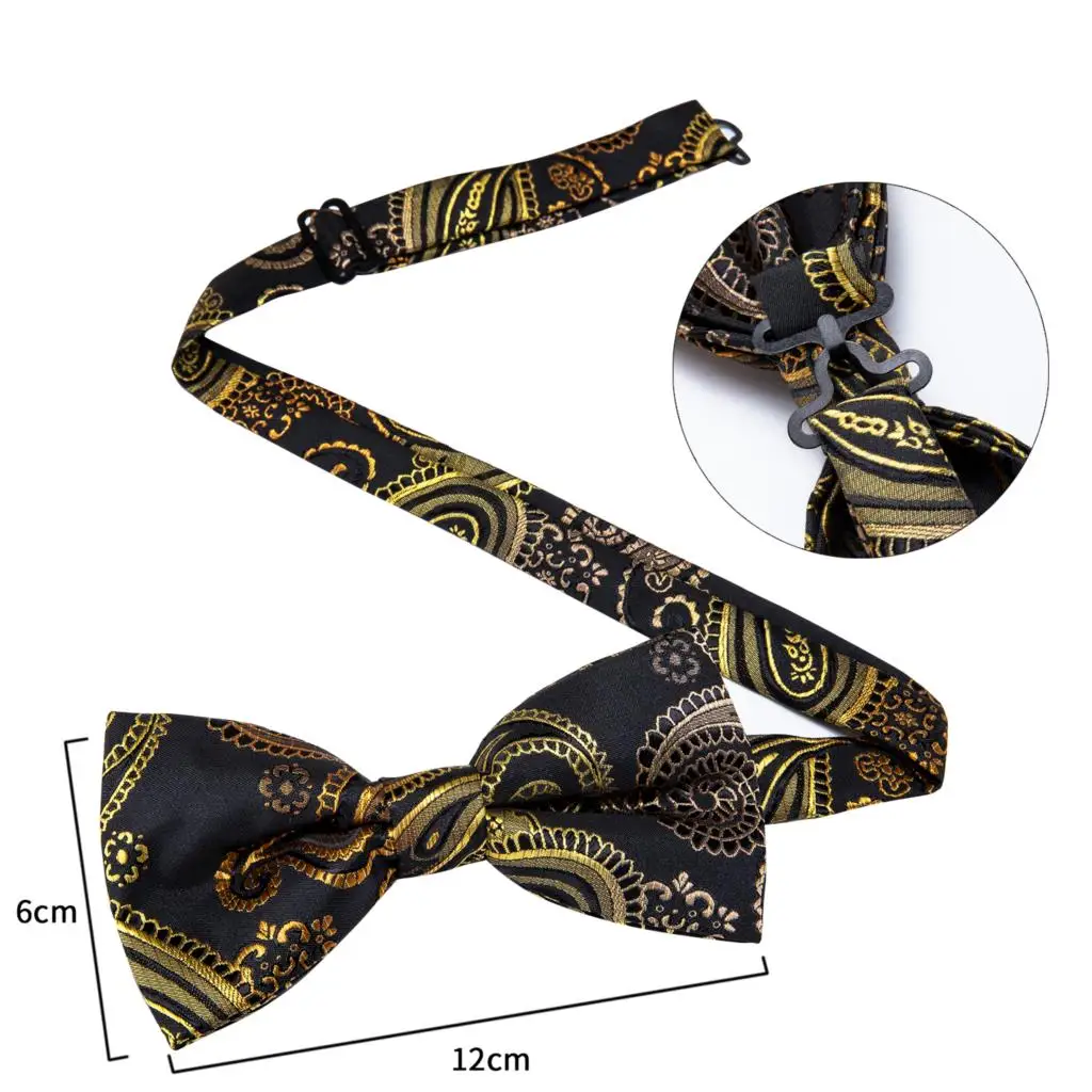 DiBanGu черный золотой Пейсли Бабочка Шелковый самодельный галстук бабочка для