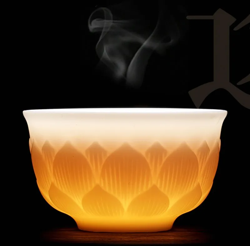 Lotus Flower Tea Cup White Porcelain Big Master Handmade Ceremony Teacup Bone China | Дом и сад