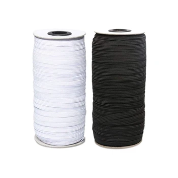 

2 Roll Braided Elastic Cord 80-Yards Length 1/4 inch Width Elastic Band Heavy Stretch Elastic Rope Knit for Sewing Crafts DIY, M