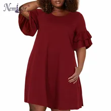 Nemidor, женское винтажное платье с оборками, рукавом и o-образным вырезом, 50 s, вечерние, тянущиеся, а-силуэта, размера плюс, 7XL, 8XL, 9XL, повседневное свободное платье с карманом