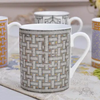 

Christmas High Grade Afternoon Tea Cups Ceramic Mug 300 Ml for Coffee Milk Black Bone China Coffee H Mosaic Lattice Mug Canecas
