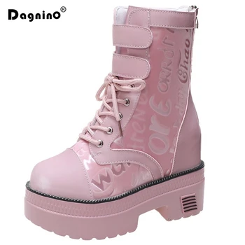

2020 Autumn Women's Ankle Boots Platform Breathable Chunky Sneakers Short Boots Round Toe 10.5cm Heel Thick Bottom Winter Boots