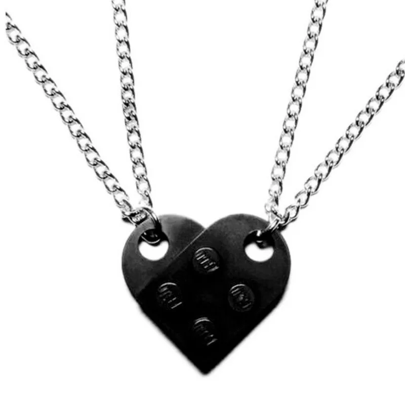 Collar con colgante de ladrillos con corazón de amor para hombre, mujer, niña y niño, regalo de cumpleaños, joyería, piezas de Lego, Uds.