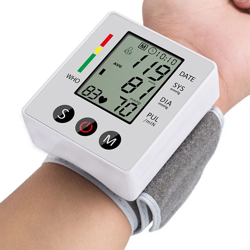 Белый JZIKI кровяного Давление монитор Heart Beat Meter машина цифровой ЖК тонометр Сфигмоманометр измерения автоматический белый пульсометр на запястье товары для здоровья измерение кровяного давления - Цвет: Белый