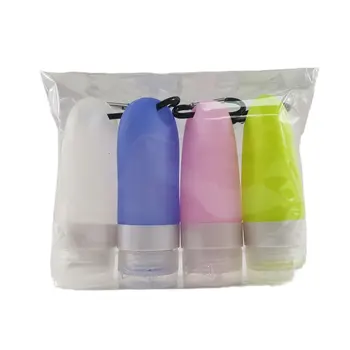 

4pcs Travel Sub Bottling 60ml Portable Recyclable Silica Gel Hand Sanitizer Container With Mountaineering Buckle
