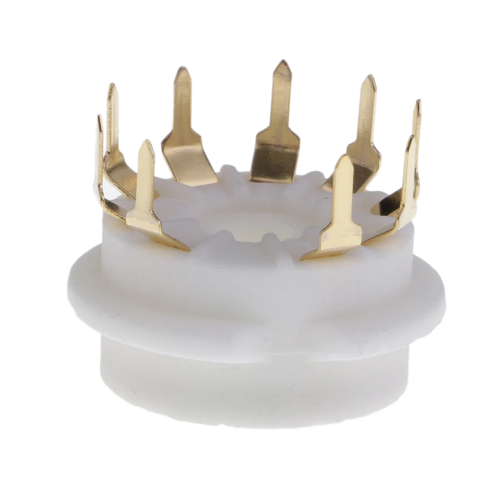 GZC9-B-G 9pin White Ceramics Gold Plated Vacuum Tube Socket GZC9-B-G For 12AX7,12AT7,12AU7,ECC83,ECC82,E88CC, 6922 ,6p1