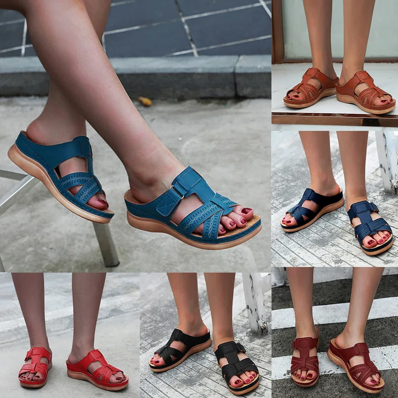 

Women's Summer Open Toe Comfy Sandals Super Soft Premium Orthopedic Low Heels Walking Sandals Corrector Cusion Shoes