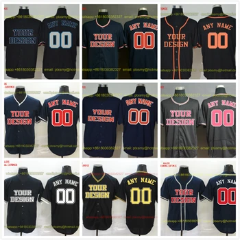 

Professional Customize Your Own Baseball Jerseys Embroidered Stitched Team Logo Name Number Uniform Men Button Down Shirts Black