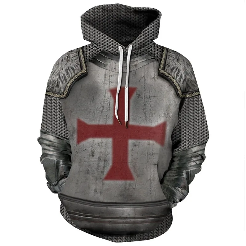 Новинка 2020 года толстовки с рисунком рыцарей Templar зимняя модная толстовка