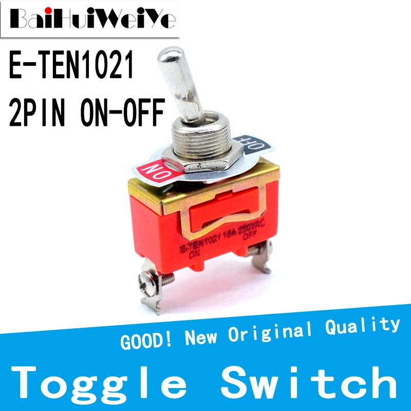

5Pcs/Lot E-TEN1021 2-Pin ON-OFF 15A 250V Position Rocker Toggle Switch Power 12MM Orange SPST 2 Good Quality NEW