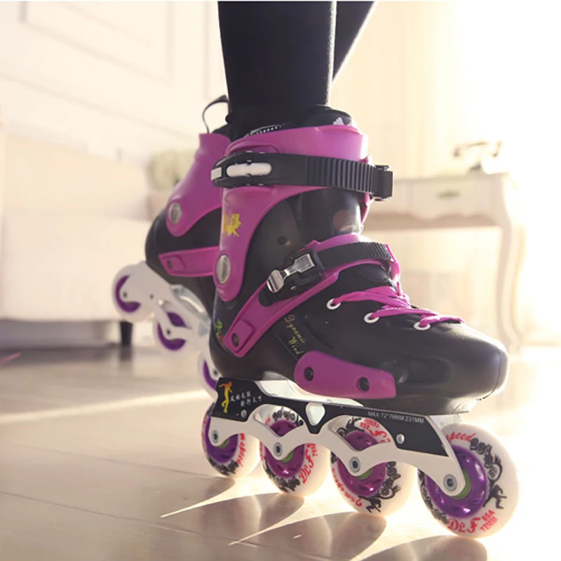 Новинка г. Inline профессиональная обувь для взрослых женщин и мужчин Slalom обувь для катания на коньках Регулируемый Моющийся PU колеса для взрослых 3 цвета