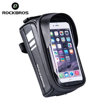 

ROCKBROS Waterproof Bicycle Frame Bags Cycling Touch Screen Top Tube Bags Bike Handlebar Front Phone Case Holder Bags 6.0 Inch