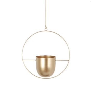 

Geometric Iron Hanging Planter Vase Simple Design Plant Pot Modern Window Ceiling Planters Hanger for Small Succulent