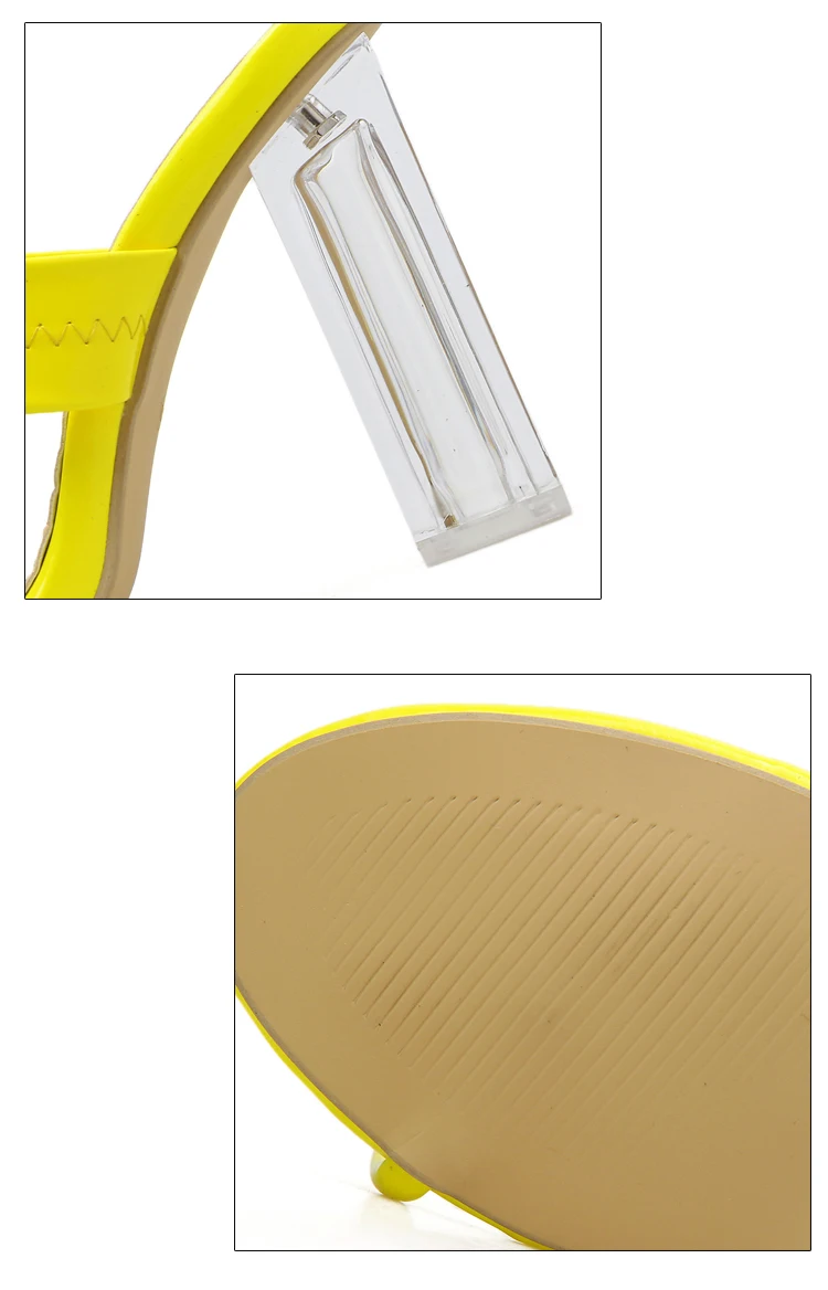 Aneikeh/ Новинка в классическом стиле для досуга, женские тапочки на платформе с открытым носком квадратное чистое стекло обувь на высоком каблуке на каждый день красный желтый размеры 35–42