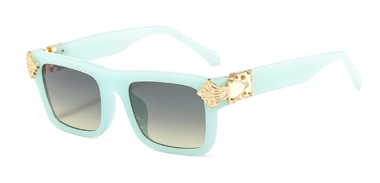 46280 роскошные квадратные солнцезащитные очки для мужчин и женщин Модные Оттенки UV400 Винтажные Очки - Цвет линз: C6 green yellow